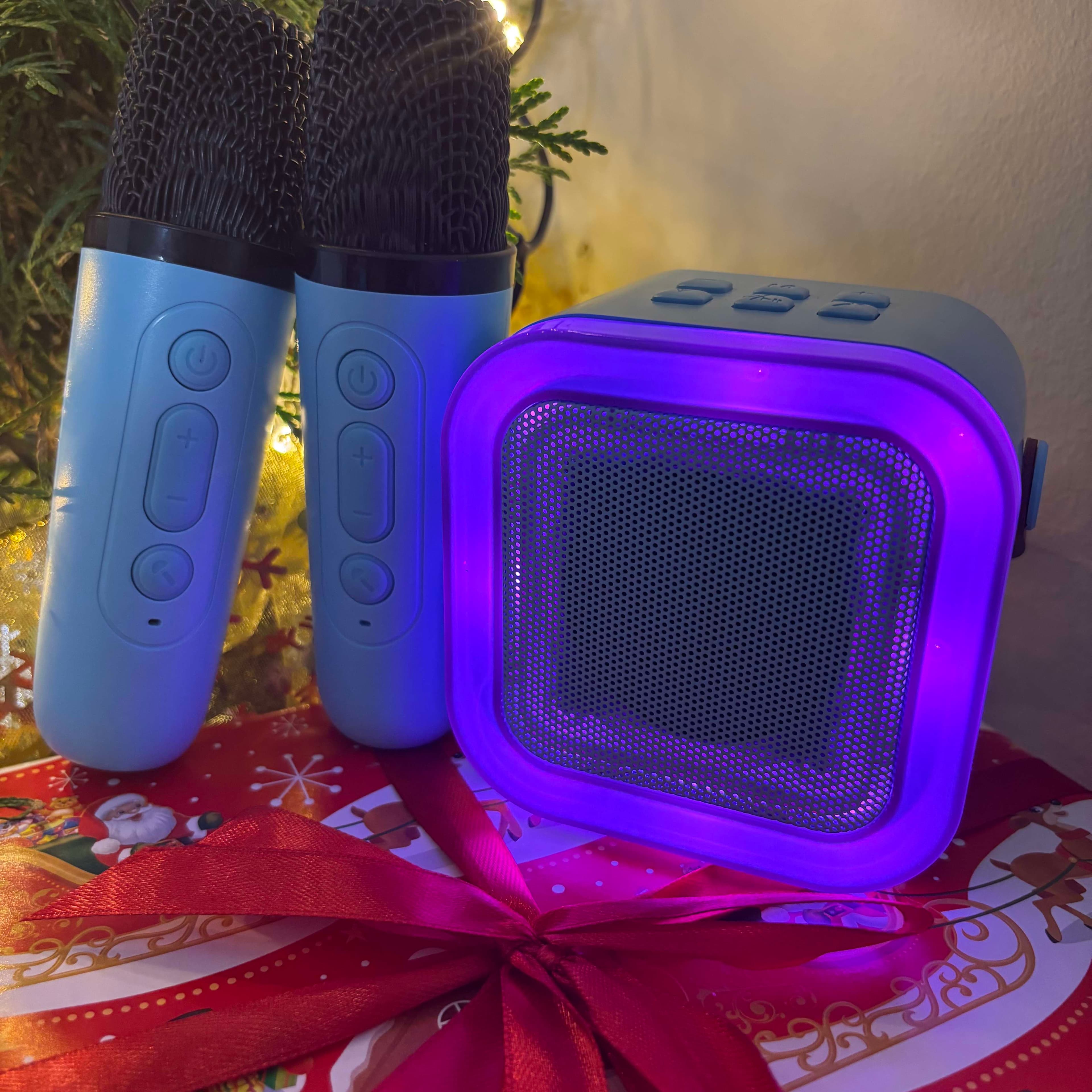 Mini Zestaw Do Karaoke 2szt Mikrofony + Głośnik Bezprzewodowy z Bluetooth