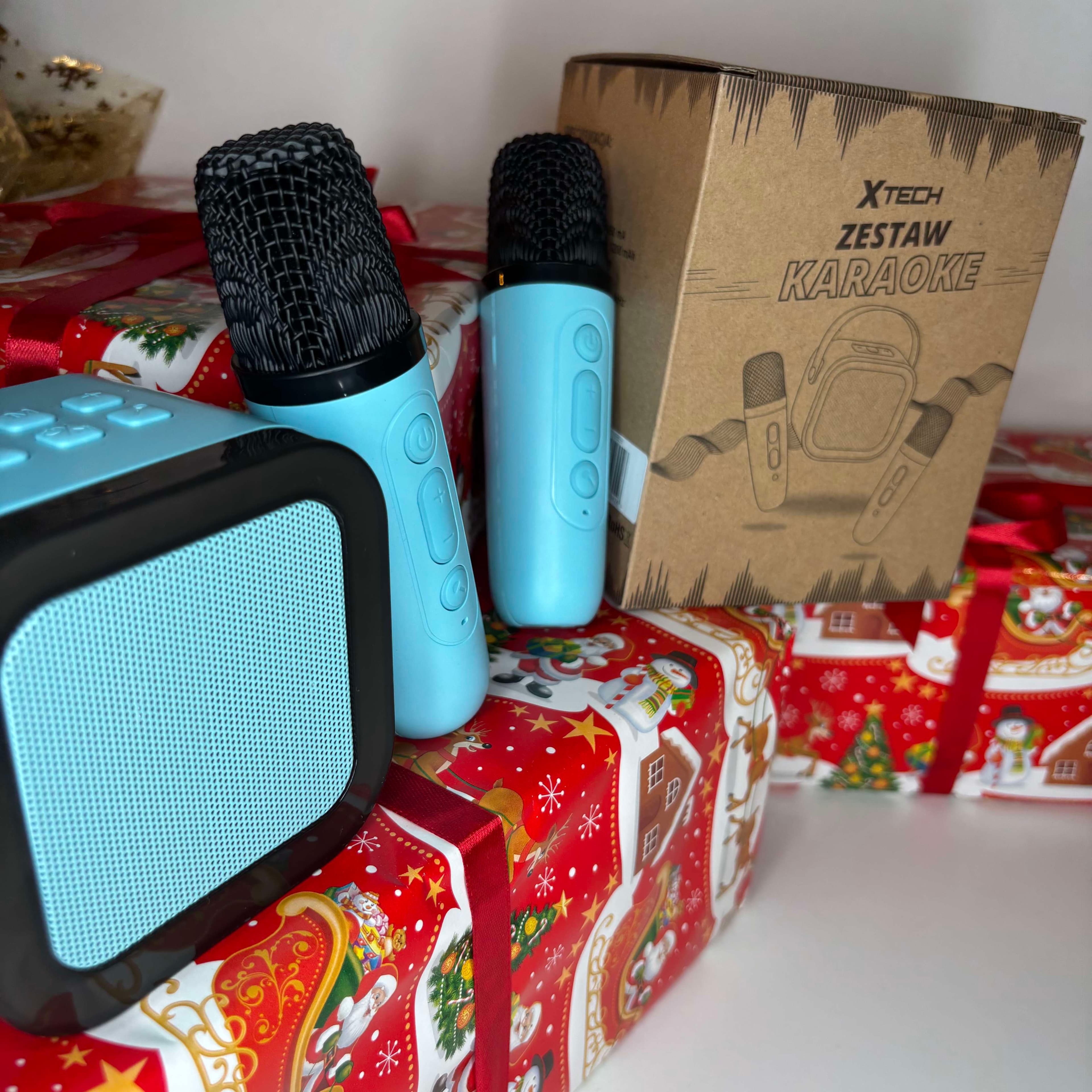 Mini Zestaw Do Karaoke 2szt Mikrofony + Głośnik Bezprzewodowy z Bluetooth
