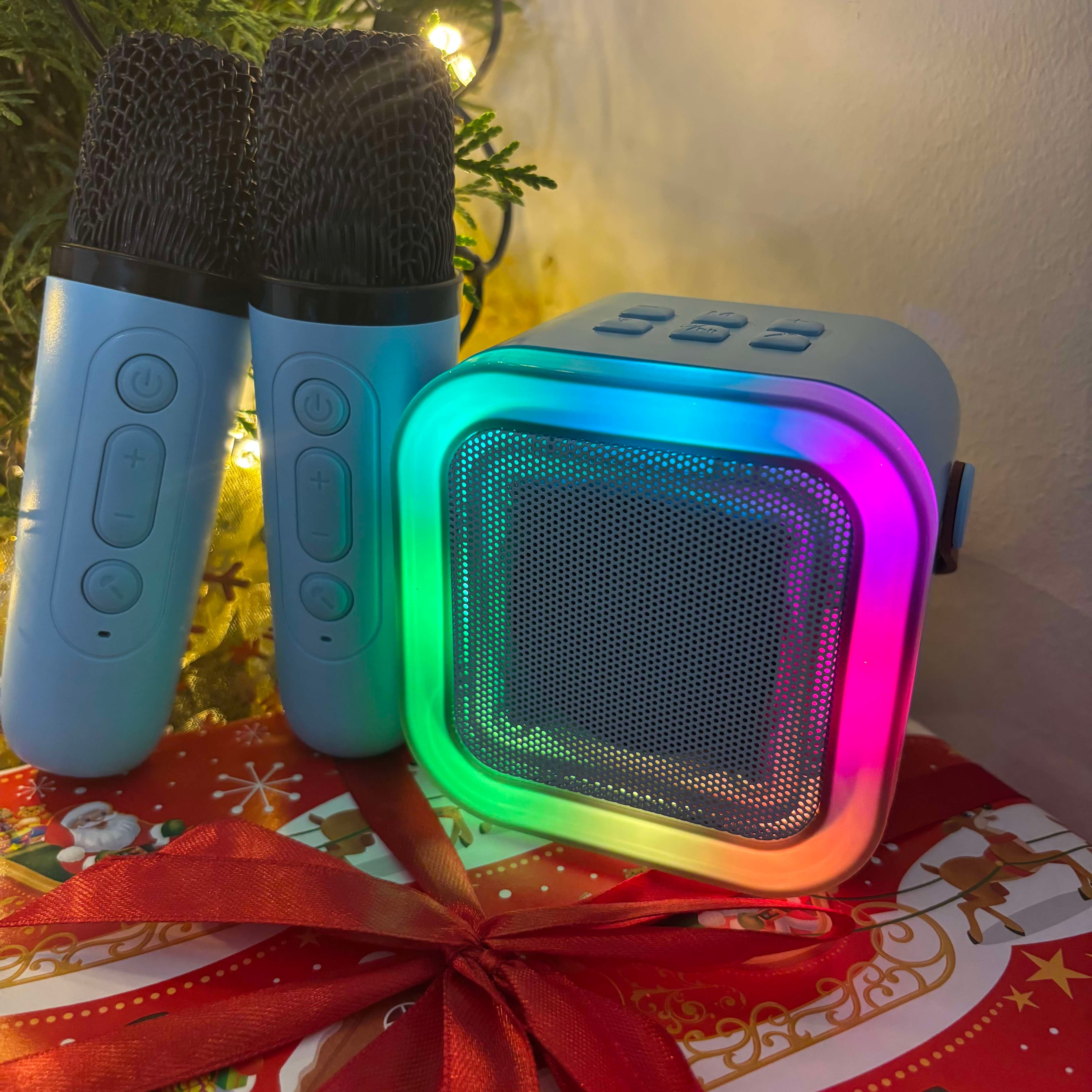 Mini Zestaw Do Karaoke 2szt Mikrofony + Głośnik Bezprzewodowy z Bluetooth