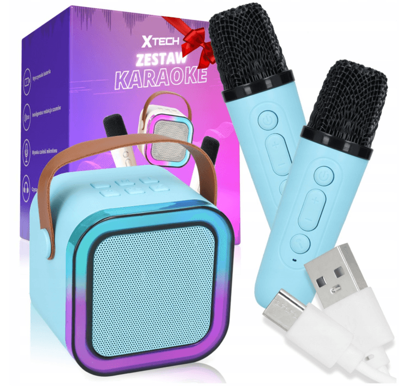 Mini Zestaw Do Karaoke 2szt Mikrofony + Głośnik Bezprzewodowy z Bluetooth